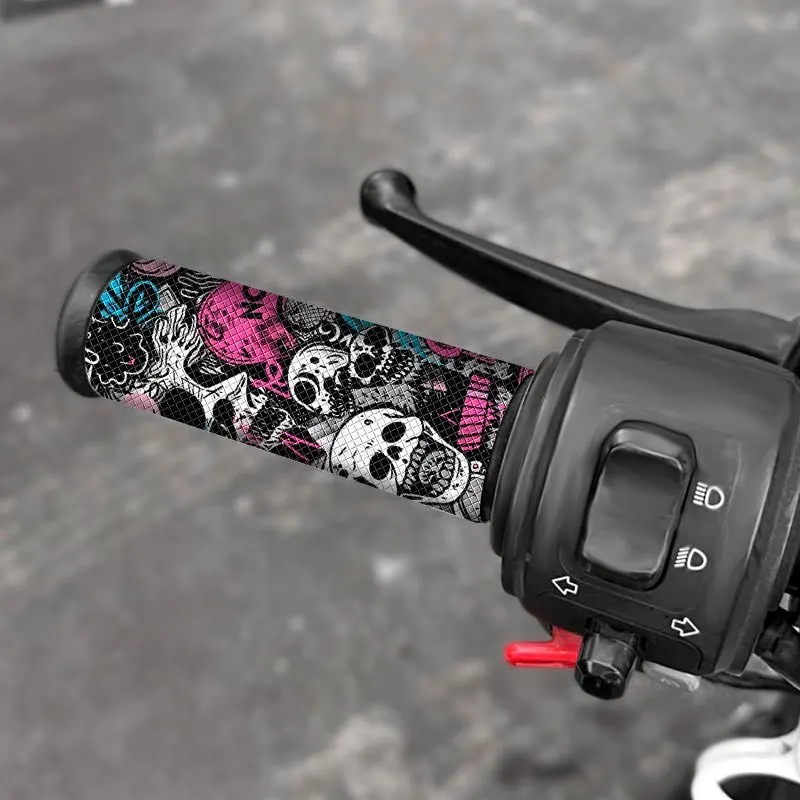 2Pcs Graffiti Skull Handlebar Vinyl Stickers, Waterproof Decals for Motorcycle Scooter Bicycle, Halloween Gift for Bikers
