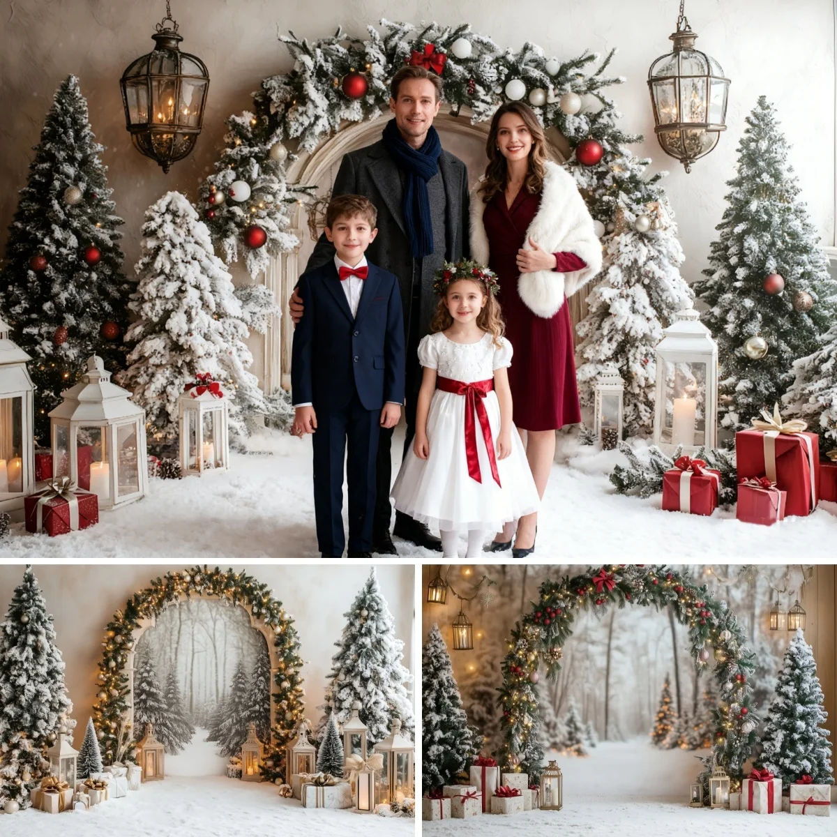 

Winter Christmas Photography Background Indoor Scene Decor Christmas Tree Gift Kids Family Portrait Backdrop Photo Studio Props