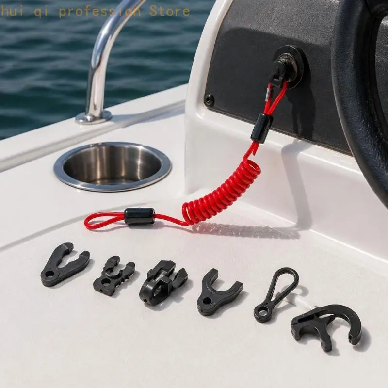 Außenbord-Sicherheitsleinenset mit Hakenclip und sieben Schlüsselaufsätzen H8WE – Detail 2