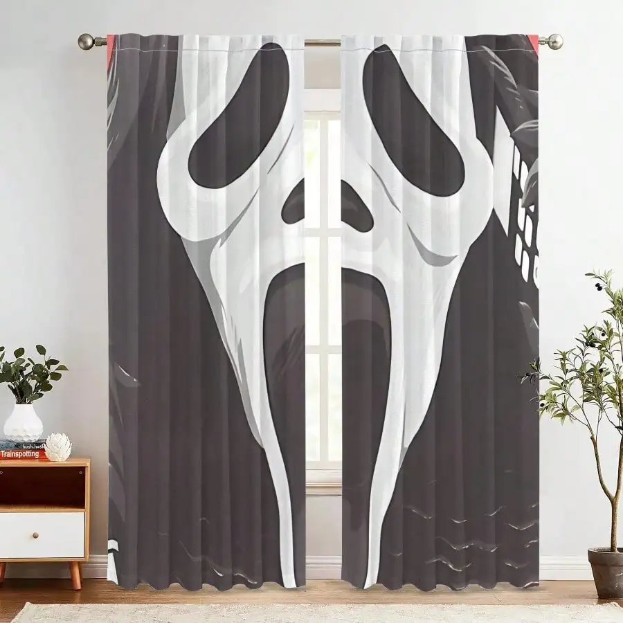 Western Cowboy Curtain, Large Steer Skull Print Blackout Curtains, Rustic Farmhouse Window Drapes for Living Room, 2 Panels