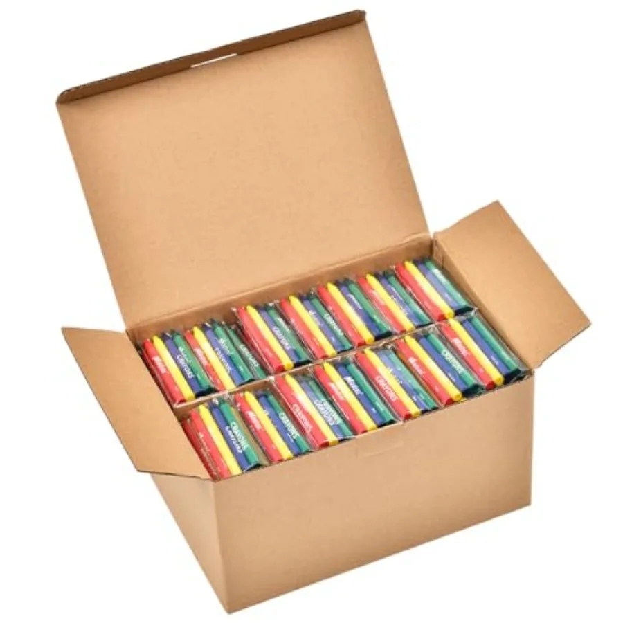 

Crayons Bulk Pack, Regular Size, 4 Colors, cellophane 250 Packs, 1000 Count