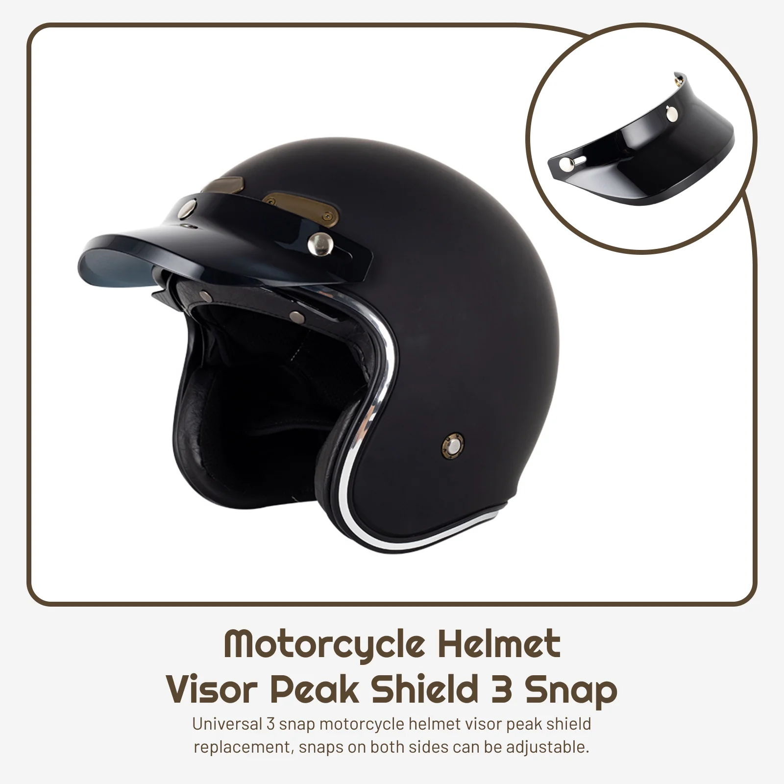 Helmet Peak Shield 3 Snap Easy to Install Universal Replace Part Sun Shade