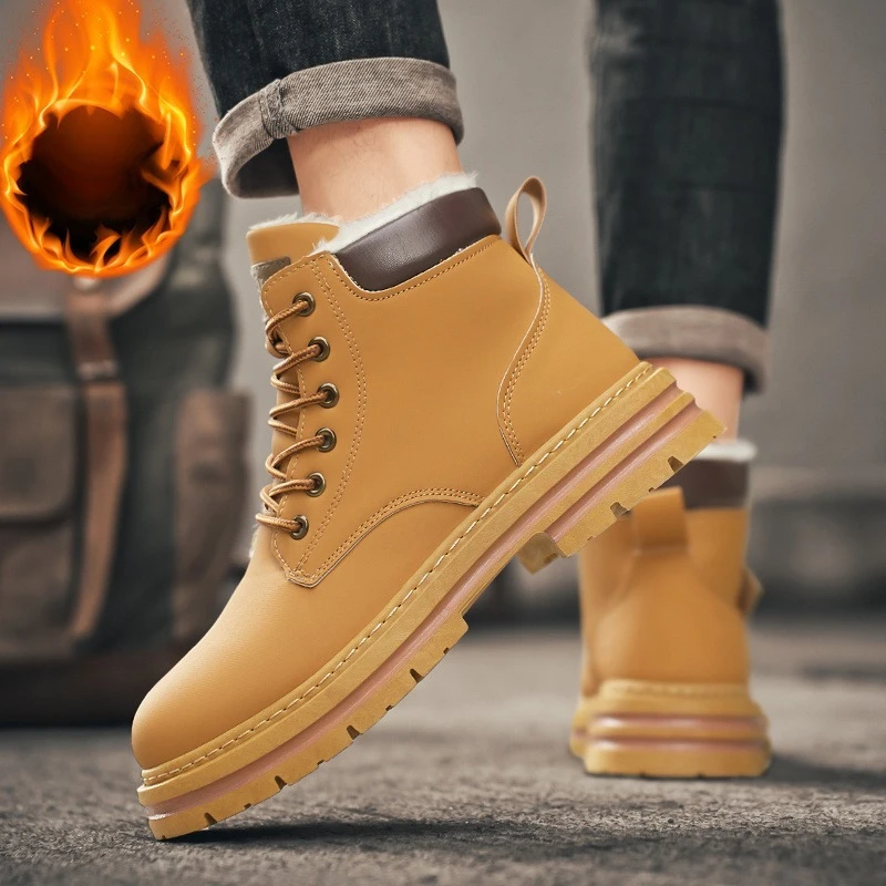 

Winter Snow Men's Boots Outdoor Boots Anti-slip High-top Shoes Keep Warm Shoes Plush Boots Men Durable Casual Boots