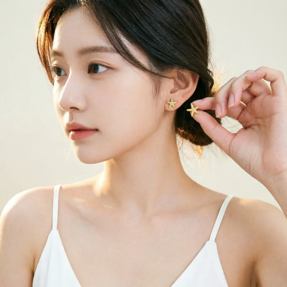 New Geometric Temperament Casual Starfish Stud Earrings Summer Simple Beach Vacation Style Earrings Ocean Jewelry 2026 Gifts