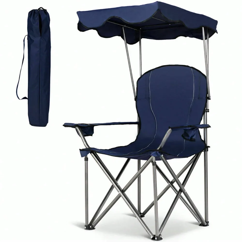 

Folding Canopy Camping Chair Portable Beach Chair W Carrying Bag