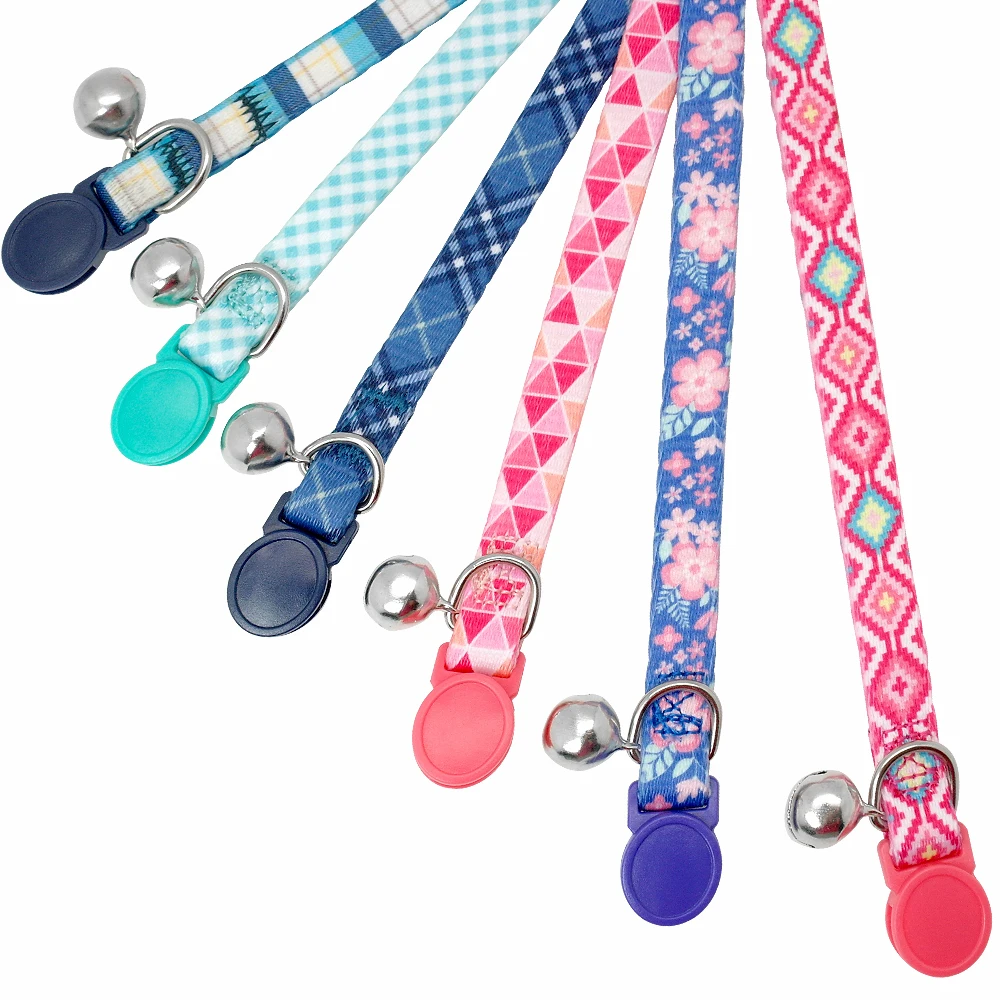 Quick Release Cat Collar Soft Nylon Puppy Kitten Necklace Safty Breakaway  Pet Collars With Bell Accessories For Small Dog Cats