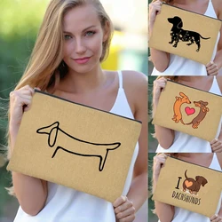 Dog Mom Life Makeup Toiletry Pouch Lipstick Mascara Organizer Purse Travel Bag Simple Dachshund Love Fashion Zipper Cosmetic Bag