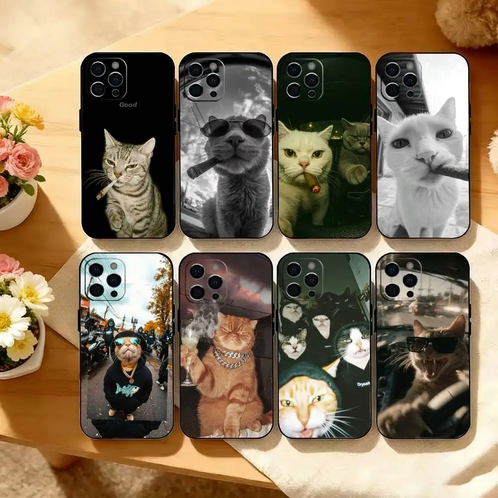 

Cool cat Phone Case Silicone Soft For IPhone 17 16 15 14 13 12 11 X XR Plus Pro Max Plus