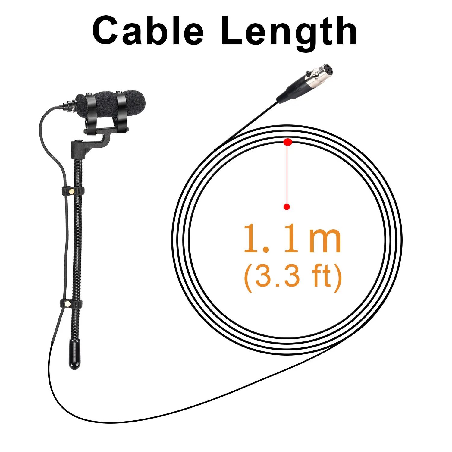 3.5mm 3 Pin 4 PIN Wind Instrument Saxophone Microphone Portable Supercardioid Wired Condenser Mic for Sax Violin Piano IM-22