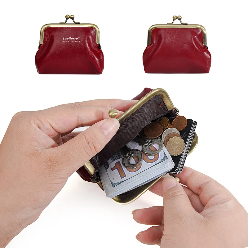 

New Women'S Coin Purse, Retro Oil Wax Leather Mini Compact Women'S Bag, Fashionable Accessory Storage Bag