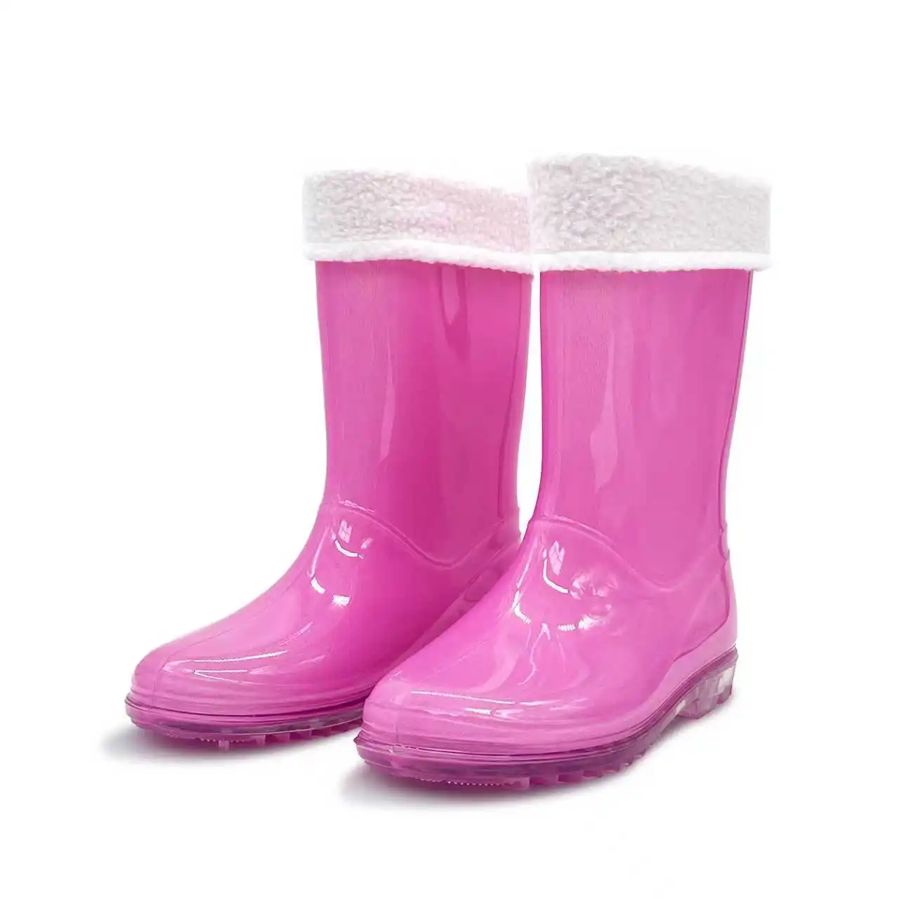 

Pure Pink Rain Boots for Adults, Waterproof Non-slip Rubber Rain Shoes, Fashionable Solid Color Rain Footwear for Women and Men