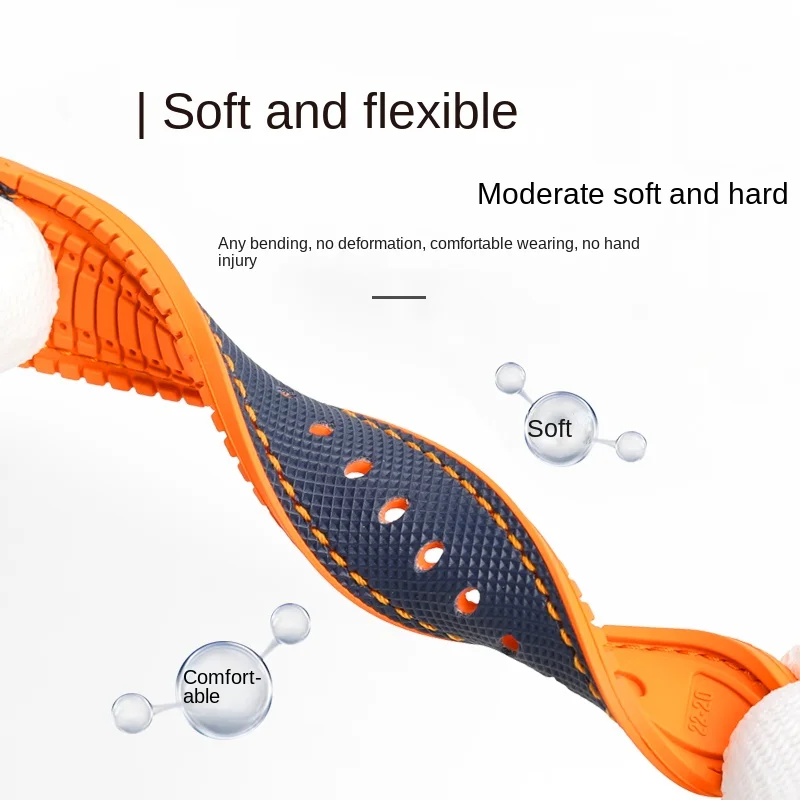 11 ألوان 20 21 مللي متر 22 23 مللي متر 24 مللي متر حزام FKM عالمي لجميع ماركات الساعات شقة النايلون المطاط أسفل الفرقة مقاوم للماء المعصم الفرقة