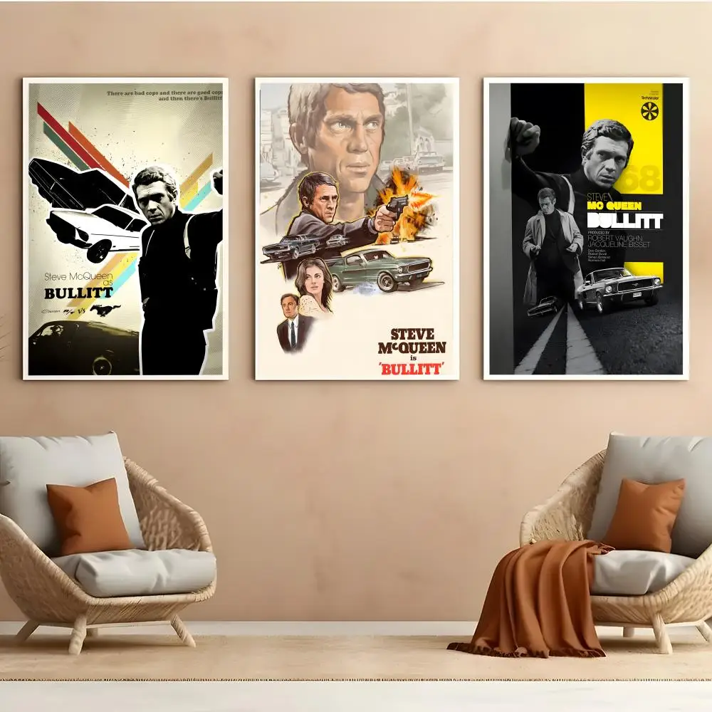 Popular Movies Bullitt Poster Aesthetic HD PVC Wall Art - Waterproof Wear Resistant For Home Hotel Bar