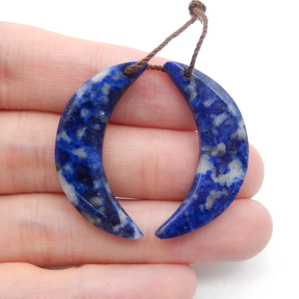 Natural African Sodalite  Crescent Moon Shape Earrings ,For Women Handmade DIY Beads Jewellery Making Gemstone