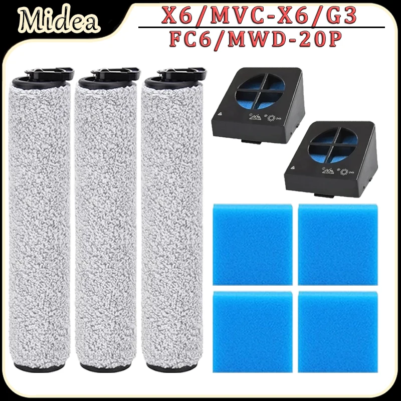 For Midea X6/MVC-X6/G3/FC6/MWD-20P Robot Vacuum Cleaner Accessories Brush Rollers Sponge Filters Replacement Parts