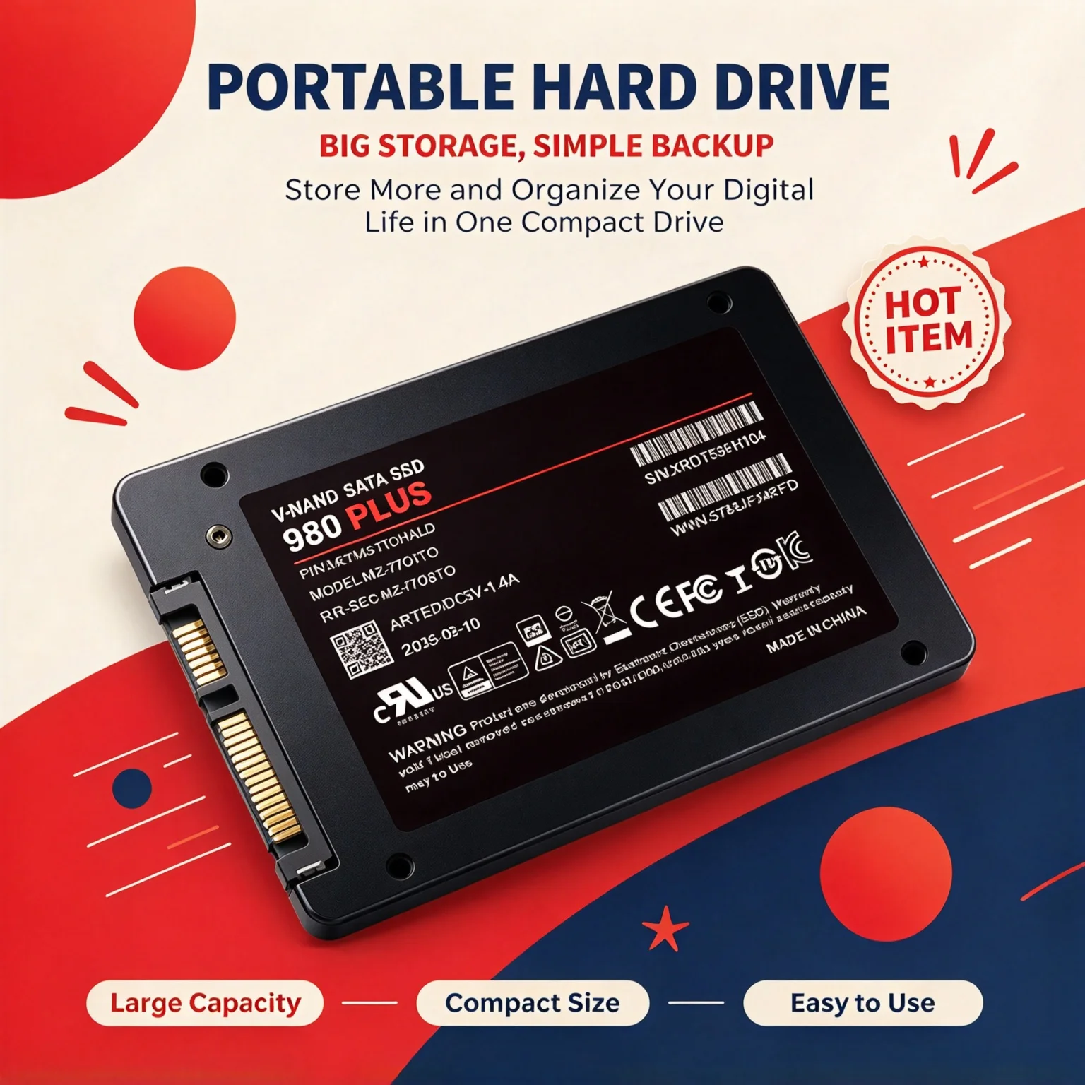 2.5-Inch Internal SSD 980 PLUS, 500GB/1TB/2TB/4TB, Solid State Disk, HDD Hard Drive, Microcomputer, Desktop, Laptop. Titan Core.