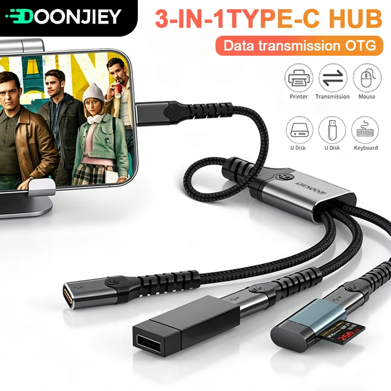 USB Type C HUB Multiple Splitter Adapter OTG Data Transfer Adapter 3/2 Port USB Power Hub Cable Connector For PC Laptop Macbook