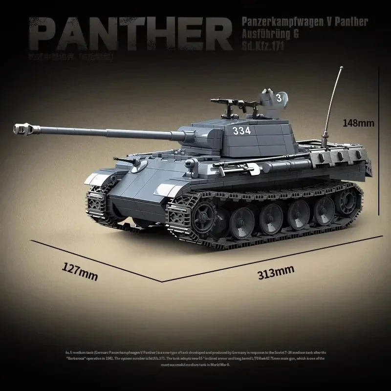 Militaire Tweede Wereldoorlog Serie Panther Type-G Tank Bouwsteen Speelgoed Collectie Model Kinderen Voor Kerstmis En Verjaardagscadeaus