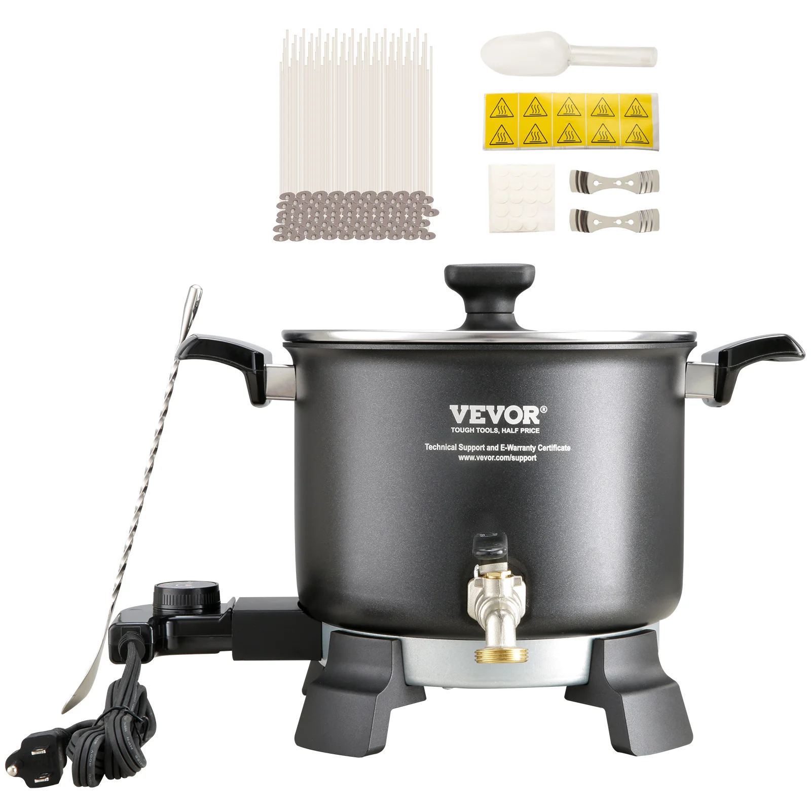 VEVOR Wax Melter for Candle Making 5 Liter Large Electric Melting Pot Easy Pour Spout 4-level Temperature Control Easy Clean