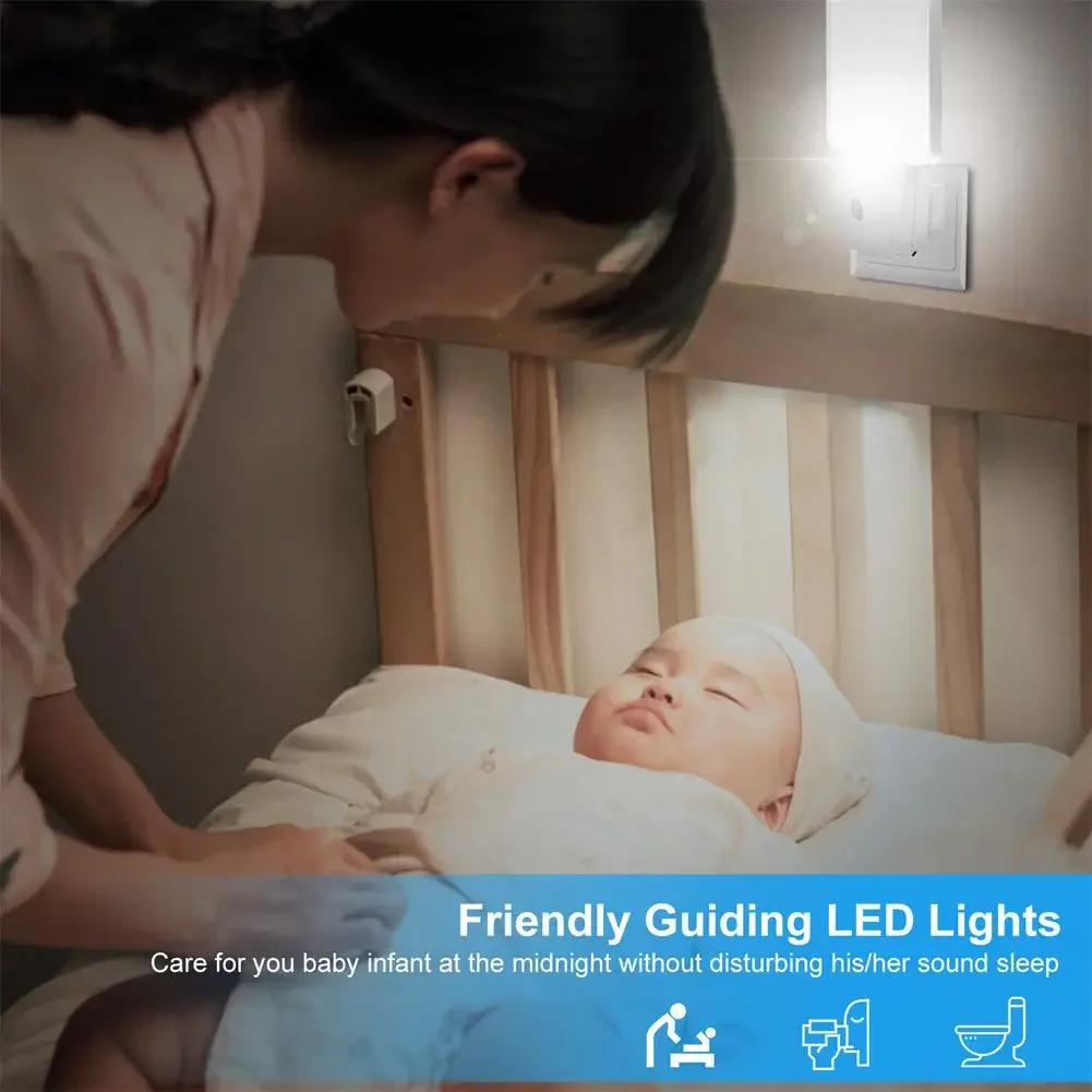 Luz Led nocturna con Sensor automático de anochecer a amanecer, lámpara de ahorro de energía para dormitorio y pasillo, protector ocular