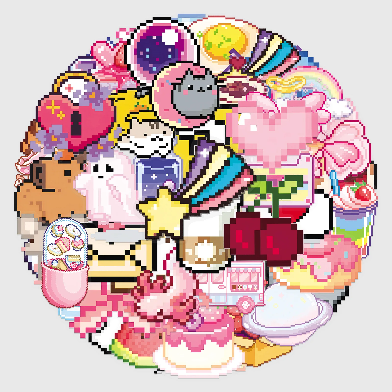 10/30/50 SZTUK Kreskówkowe Przezroczyste Naklejki PET w Stylu Pikselowym na Walizkę, Scrapbooking, Telefon, Laptop, Artykuły Papiernicze, Zabawki dla Dzieci