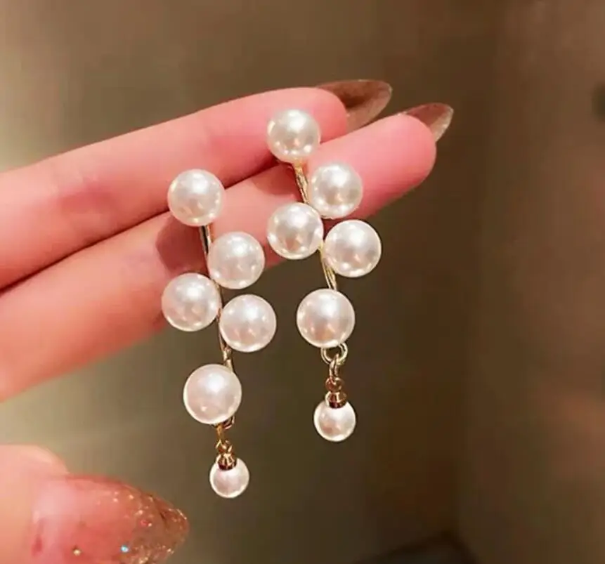 Korean Exquisite Elegant Pearls Dangle Earrings For Women Fashion Jewelry Female Gift Custom Jewelry