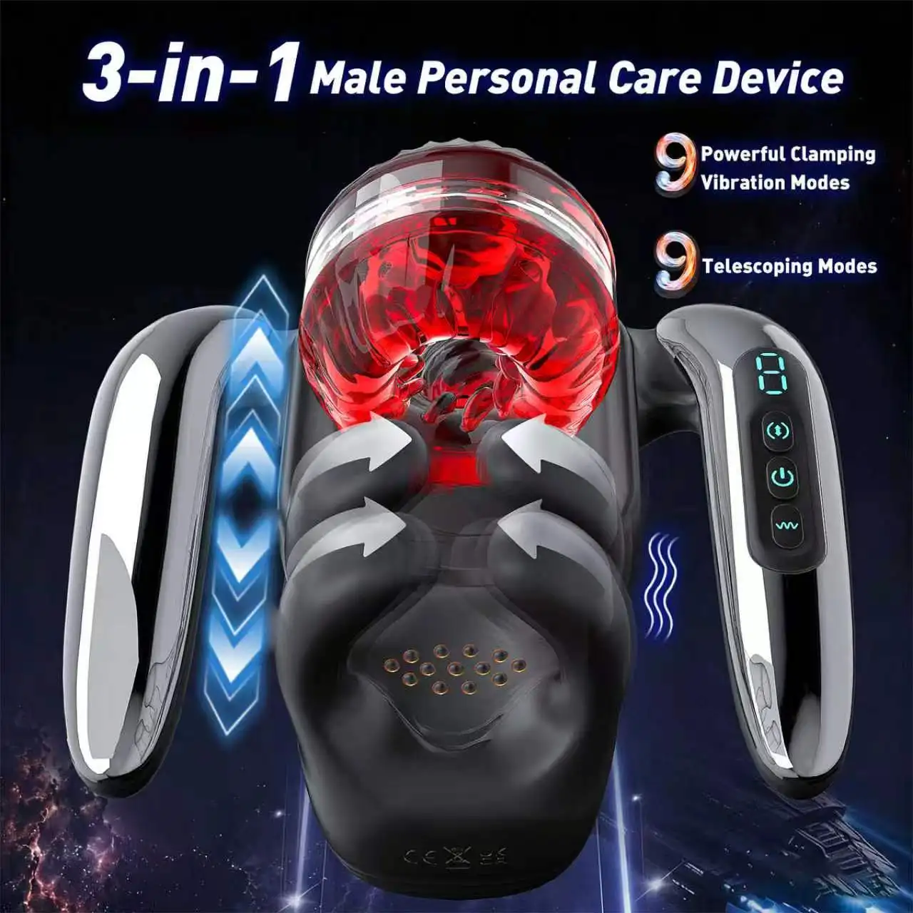 9 Biting Thrusting Modes Blowjob Sex Machine Stroker for Training Stimulation Increase Endurance Hansfree Adult Sex Toys for Men view 2