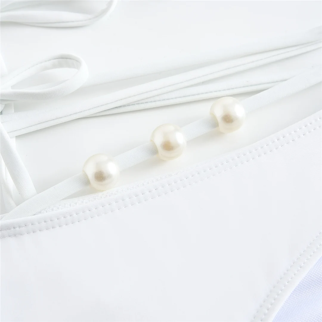 Perlenbesetzter Wickel-Bikini mit Rock, Damen-Badeanzug, dreiteiliges Bikini-Set, Badebekleidung, Badeanzug, Modell V6098 – Detail 9