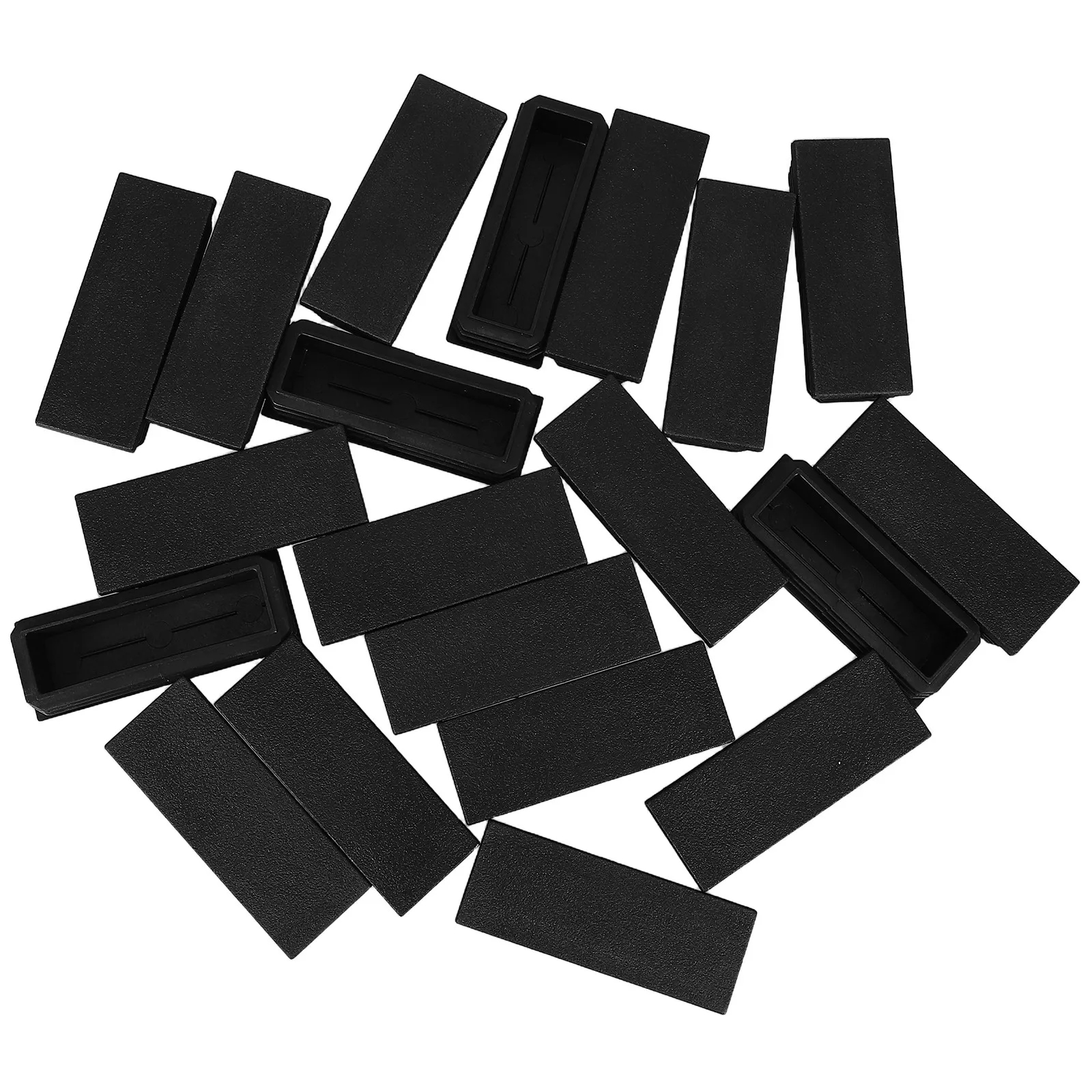 20Pcs Plastic Rectangular Tube Plug Furniture End Caps 3.15x1.18in Chair Leg Bar Stool Floor Protectors Metal Tubing Inserts