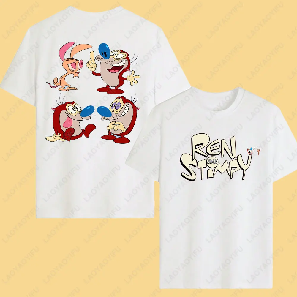 Retro The Ren & Stimpy Comedy Cotton Shirt 90s Nickelodeon Nicktoons Graphic Tee Vintage Cartoon Humor Unisex Y2k Top Women Men #6