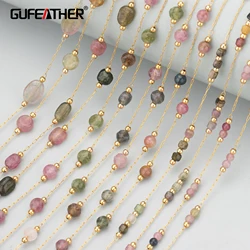 GUFEATHER C338, 체인, 천연석, 전기석, 스테인레스 스틸, 니켈 프리, 보석 만들기, 손으로 만든, diy 팔찌 목걸이, 1 메터/몫