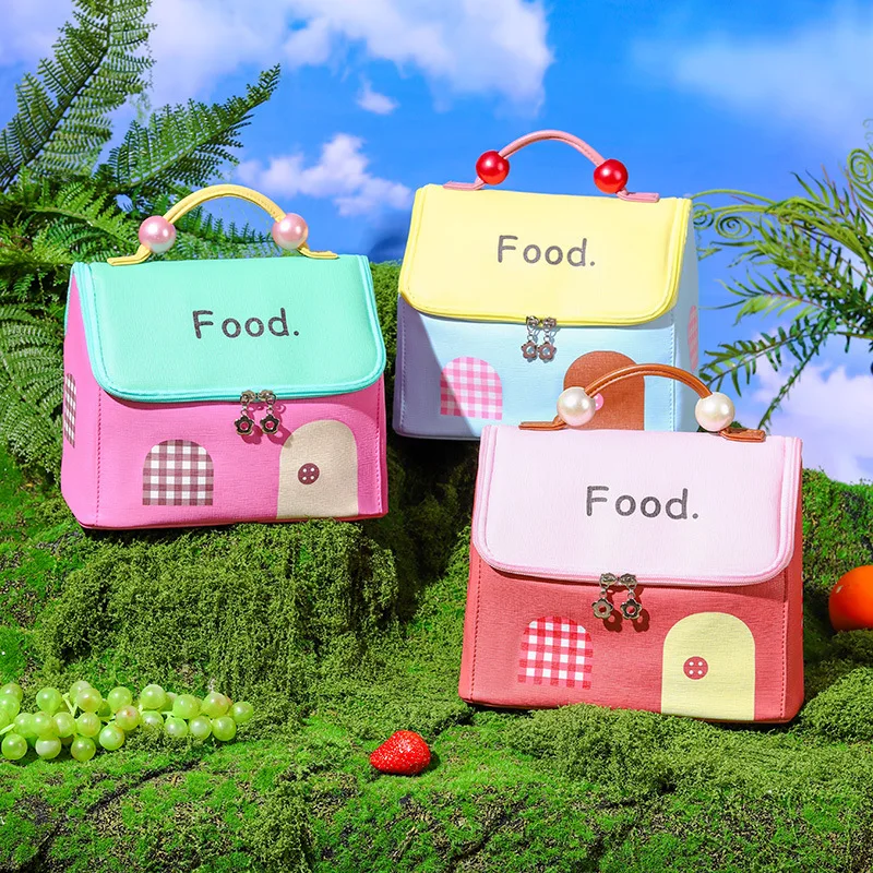 

Portable Thermal Insulation Bag with Rice Bag Popular Cute Small House Bento Bag High Value Lunch Box Bag Lunch Bag