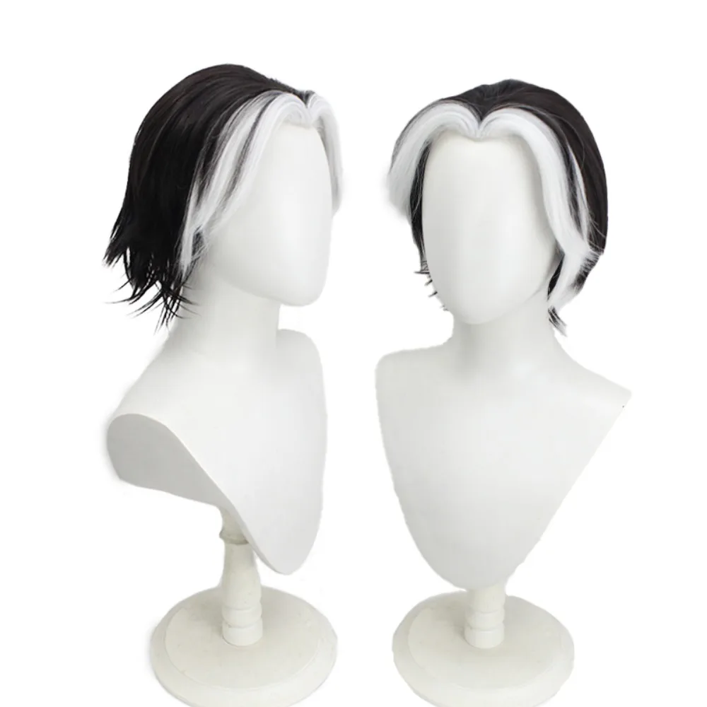 

Hazbin Husk Cosplay Wig Black White Flipped Up Ends Hair