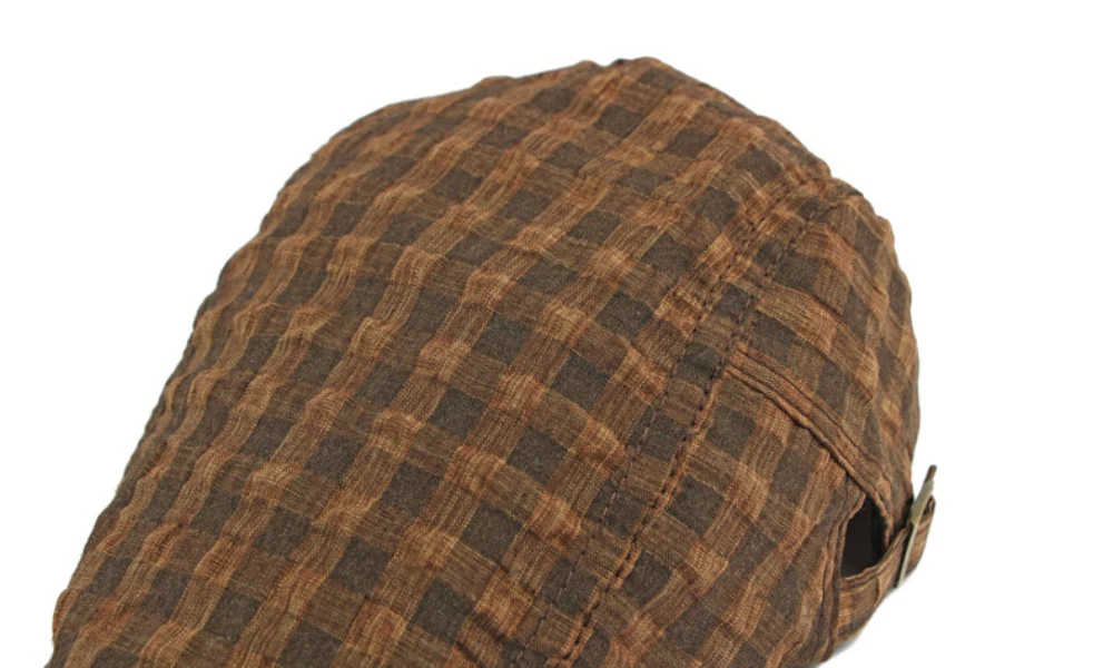 HT5093 Baskenmützen Frühling Sommer Atmungsaktive Sonnenkappe für Männer und Frauen Künstler-Malermütze Verstellbare Ivy Flat Cap Unisex Karierte Baskenmütze – Detail 6