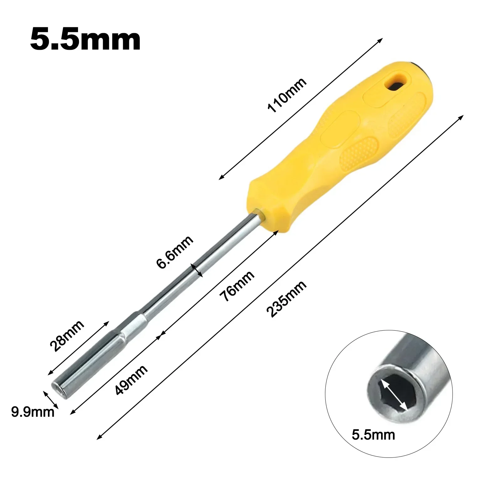 1pc 5.5mm-10mm Socket Screwdriver Magnetic Hex Socket Wrench Hand Tools Anti-slip Handle For Home Appliance Repair