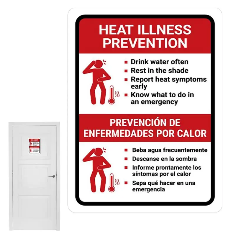 Heat Stress Wall Sign Know The Signs Infographic Safety Wall Labels Acrylic Warning Notice Sign Outdoor Sign For Workplaces