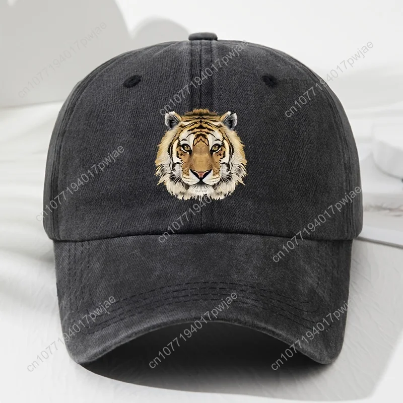 [Gorra de tigre retrô] Boné de beisebol com estampa de tigre macio |   Chapéu unissex ajustável ao ar livre para esportes, pesca, camping e caminhadas