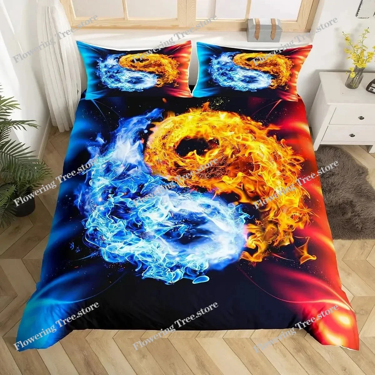 Yin Yang Duvet Cover King Queen Boho Trippy Psychedelic Art Comforter Cover Gossip Spark Bedding Set Microfiber Soft Quilt Cover