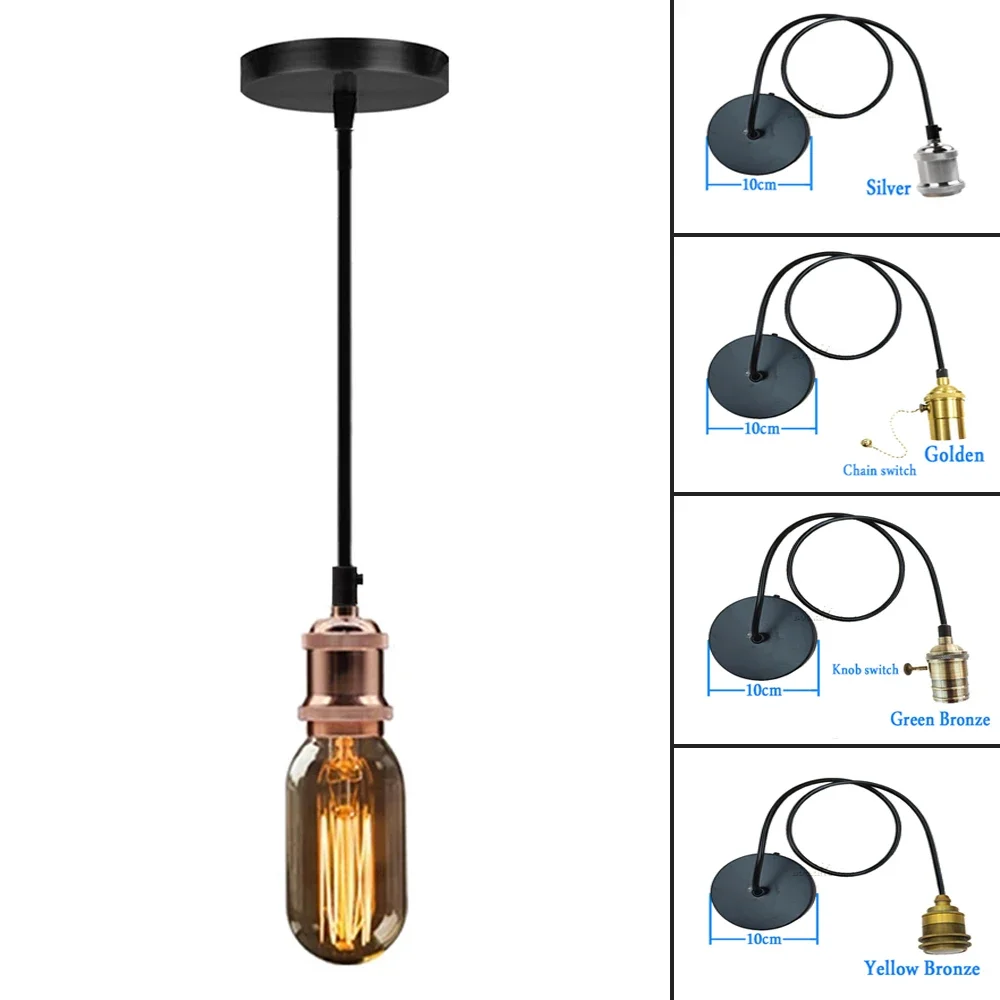 

Retro Vintage Pendant Lights Nordic Minimalism Simple Industrial Hanging Lamps Edison E27 Lamp Holder Socket Ceiling Lamp