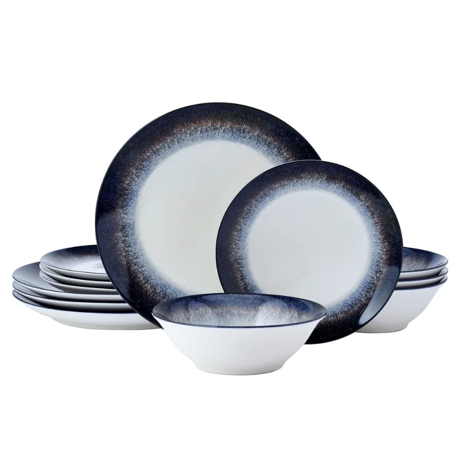Preston 12 Piece Dinnerware Set Gray