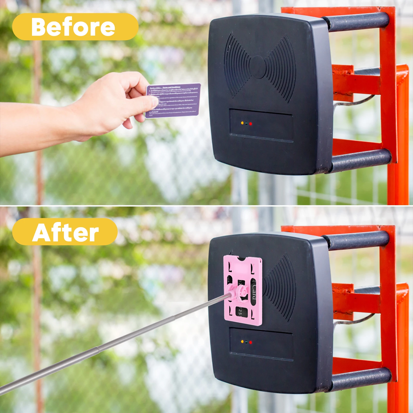 

1pc Toll Swiping Stick Telescopic Card Holder For Vehicle Payment Tool Durable Parking Card Extender Rod Pink Car Parking Aid