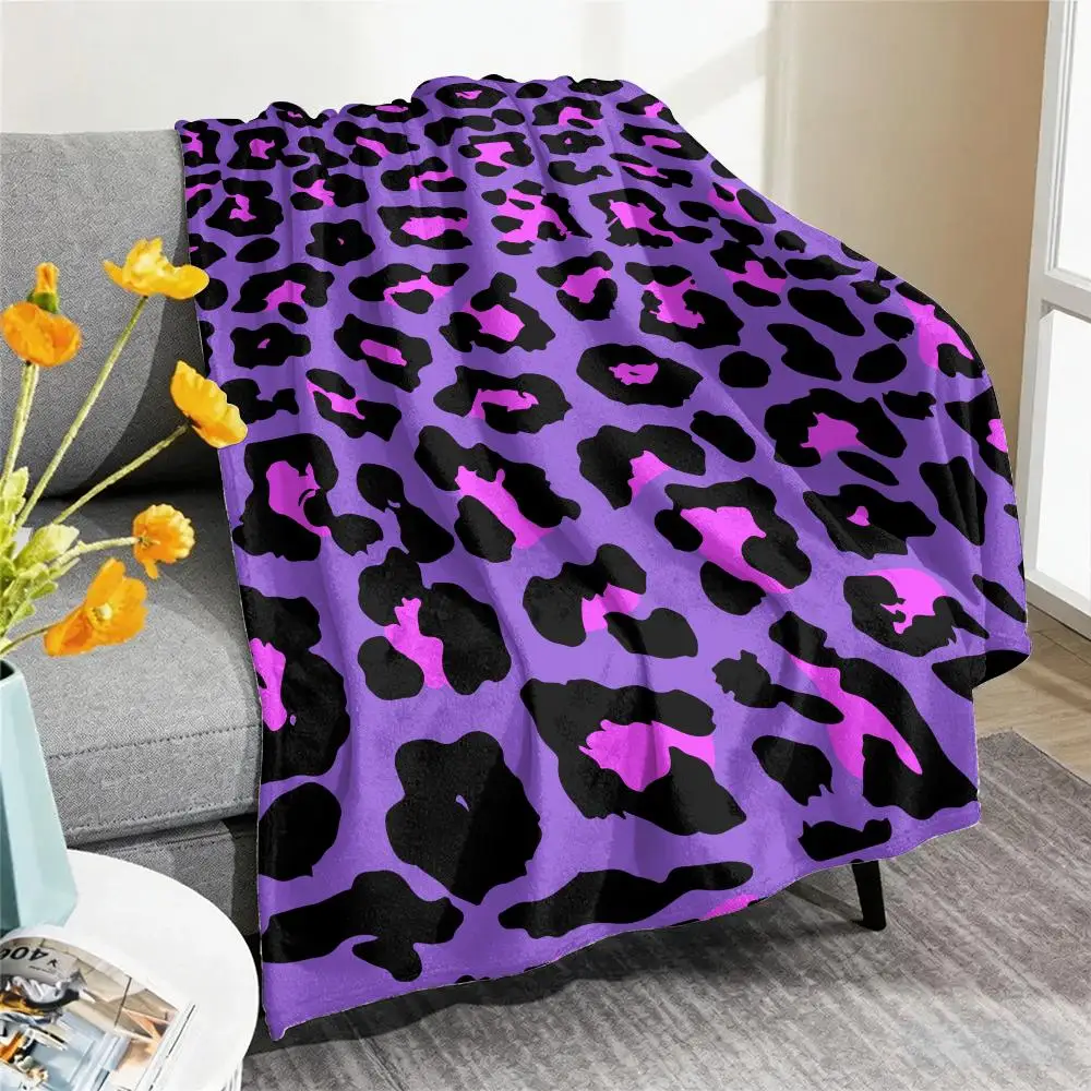 Leopard Print Texture Throw Blanket Soft Flannel Throw Lightweight Summer Home Nap Breathable for Sofa Bed Cozy Travel
