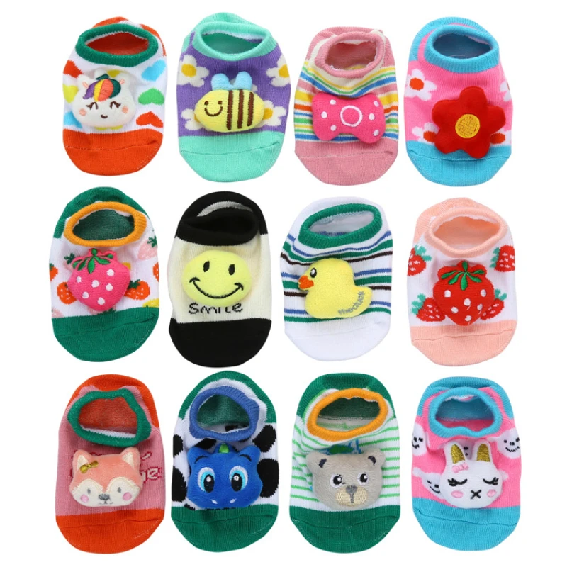 0-1Years Cotton Baby Socks Cute Cartoon Three-dimensional Doll Baby Floor Socks Anti Slip Dispensing Children\'s Socks