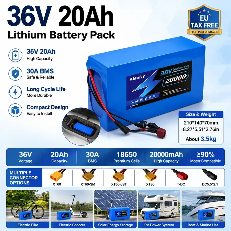  36V Lithium Battery Pack 10Ah 14Ah 16Ah 20Ah 10S4P 10S6P High Power Li-ion Battery with BMS for Electric Motorcycle