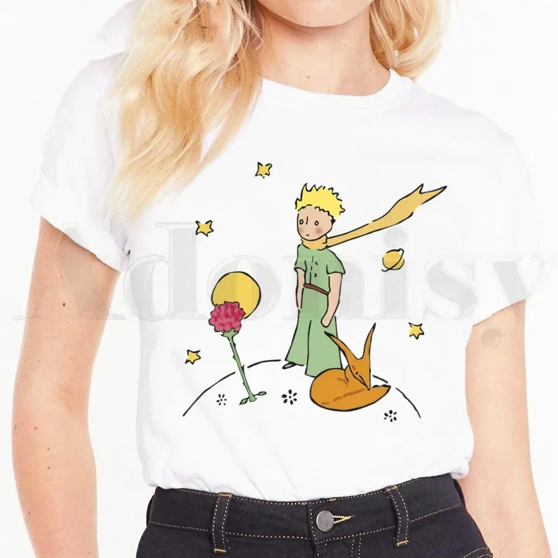 Little Prince Art Beautiful Retro Pretty Cute Short Sleeve Female Tops Tees Harajuku  VintageT Shirts Women's T-shirt