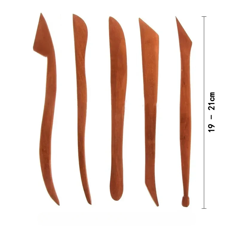 5 pieces big Red Clay Sculpture Wooden Knife Pottery Ceramic Molding Tool Clay Sculpture Shaping Wooden Knife Practical