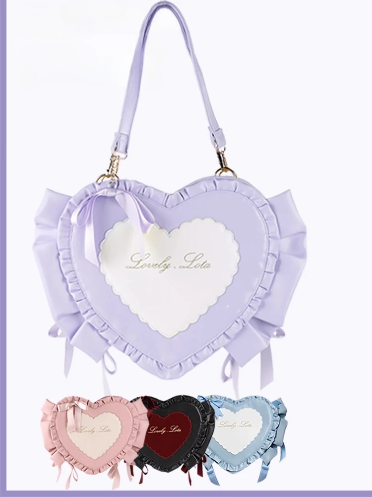

New Original Sweetheart Sugar Subculture PU Spice Girl Heart-shaped Japanese Soft Girl Commuting Shoulder Women's Bag Lolita