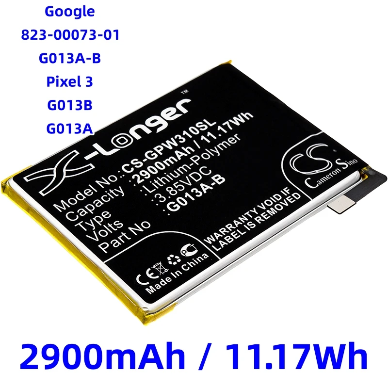 

Replacement Battery for Google:823-00073-01,G013A-B,Pixel 3,G013B,G013A,Mobile, SmartPhone -2900mAh