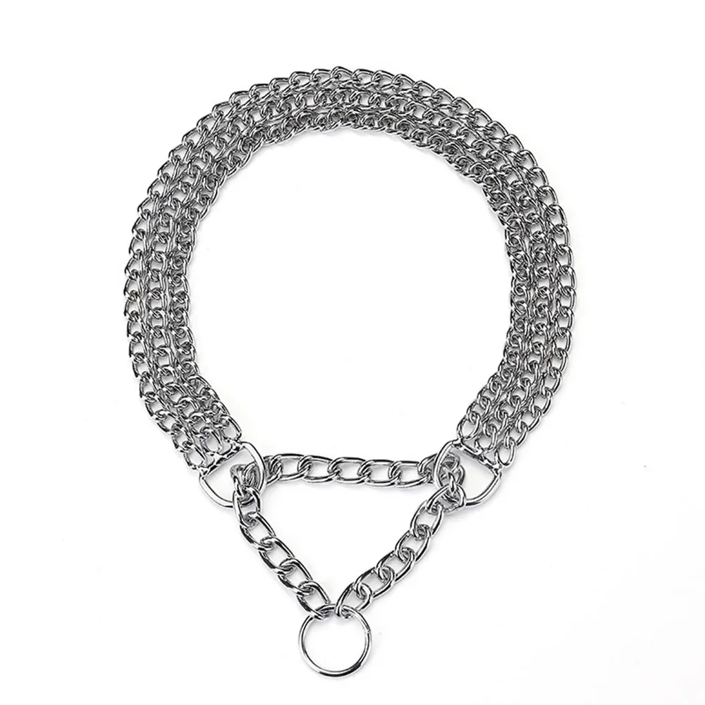 Dog Choker Collar No Pull Dog Collar Seamless Die-Casting Three Row Chain Dog Collar for Dogs Training Walking