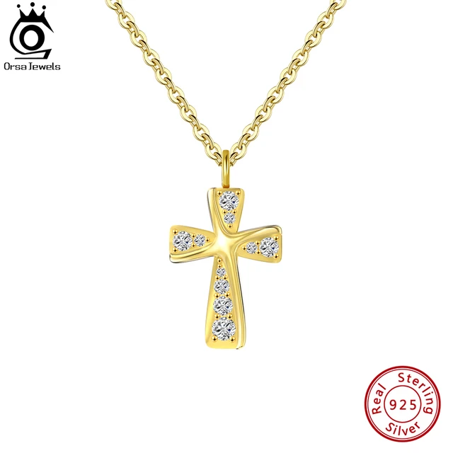 AE 925 Silver & 14k Gold Cross with 925 Silver outlet Necklace